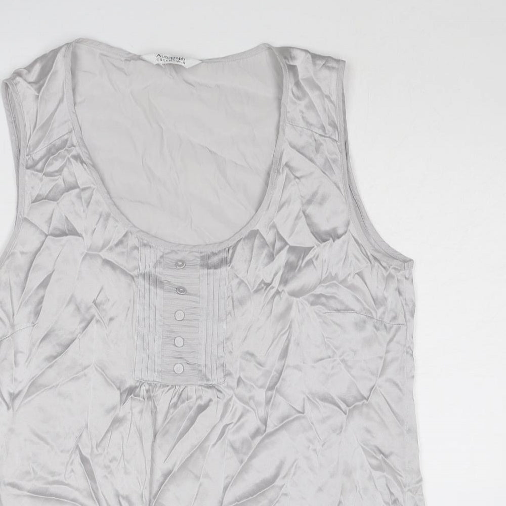 Autograph Womens Silver Polyester Basic Tank Size 14 Round Neck