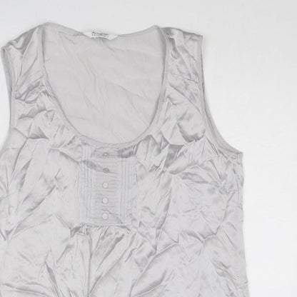 Autograph Womens Silver Polyester Basic Tank Size 14 Round Neck