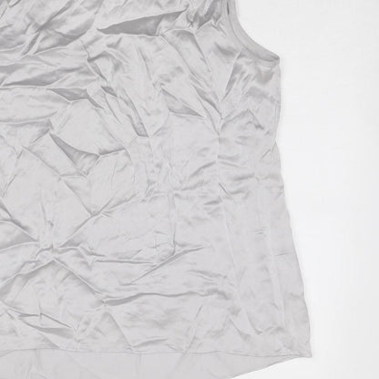 Autograph Womens Silver Polyester Basic Tank Size 14 Round Neck