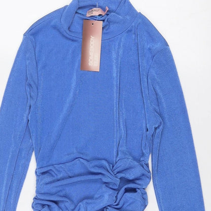 Somebody Else Womens Blue Polyester Bodycon Size M Mock Neck Pullover