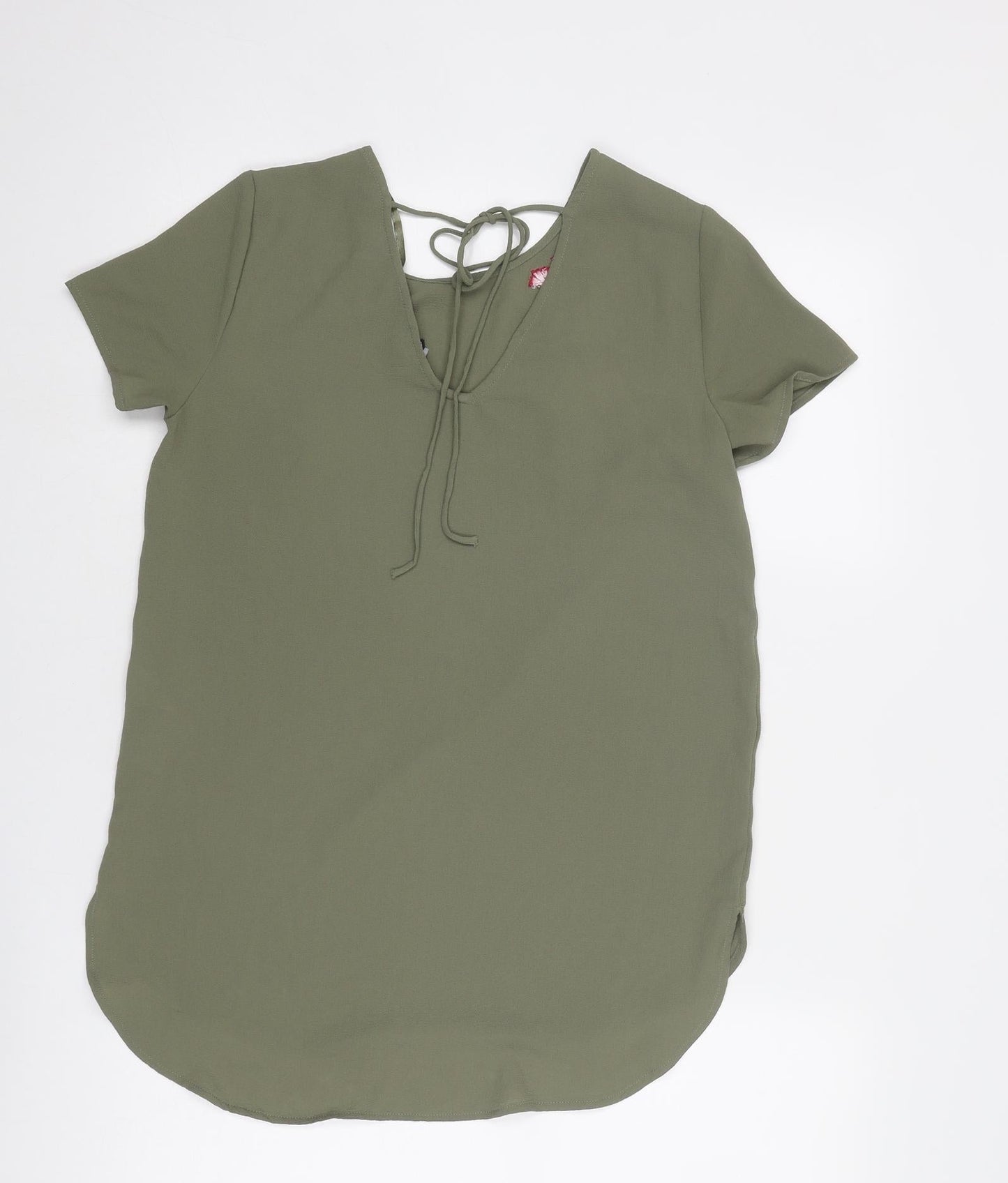 New Look Womens Green Polyester Basic Blouse Size 6 Round Neck - Floral Detail