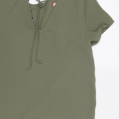 New Look Womens Green Polyester Basic Blouse Size 6 Round Neck - Floral Detail