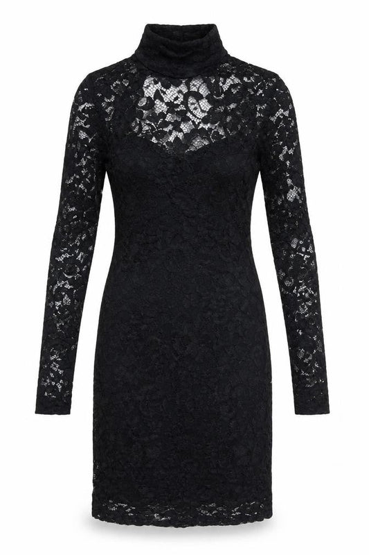 ASOS Womens Black Nylon Bodycon Size 6 High Neck Button