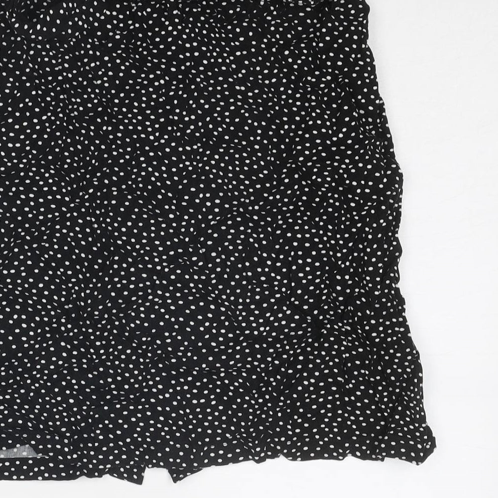 Oasis Womens Black Geometric Viscose A-Line Skirt Size 10 Button