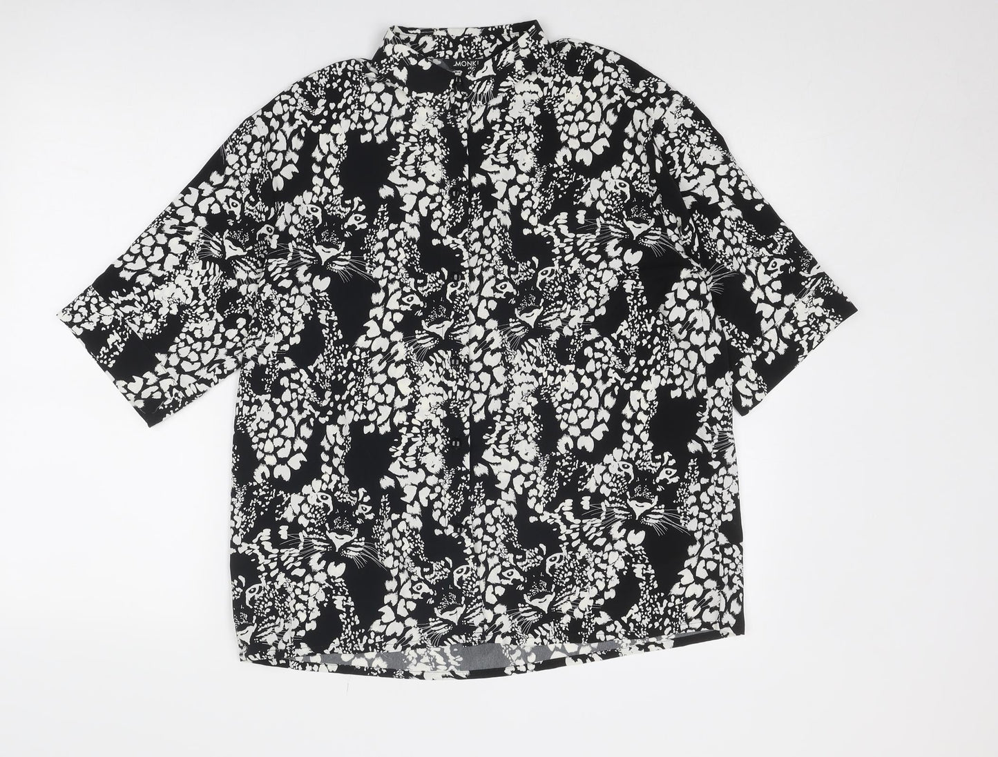 Womens UK Size XS Monki Black Basic Button-Up