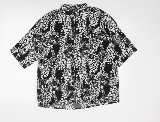 Womens UK Size XS Monki Black Basic Button-Up