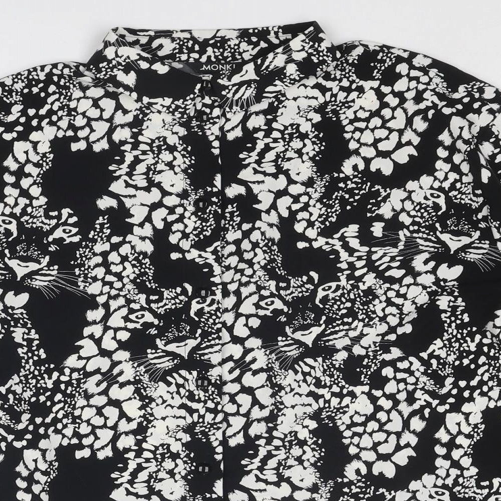 Womens UK Size XS Monki Black Basic Button-Up