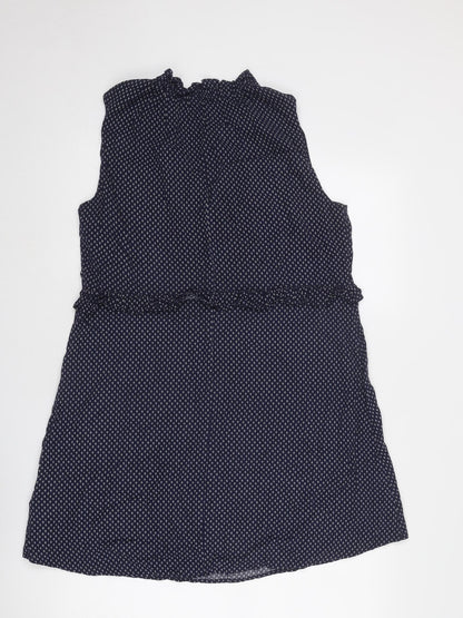 H&M Womens Blue Geometric Viscose A-Line Size 14 V-Neck Tie