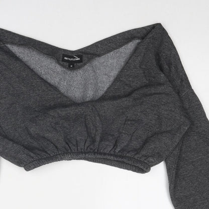 PRETTYLITTLETHING Womens Grey Polyester Pullover Sweatshirt Size M Pullover