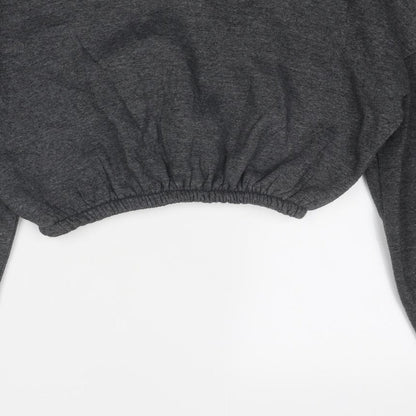 PRETTYLITTLETHING Womens Grey Polyester Pullover Sweatshirt Size M Pullover