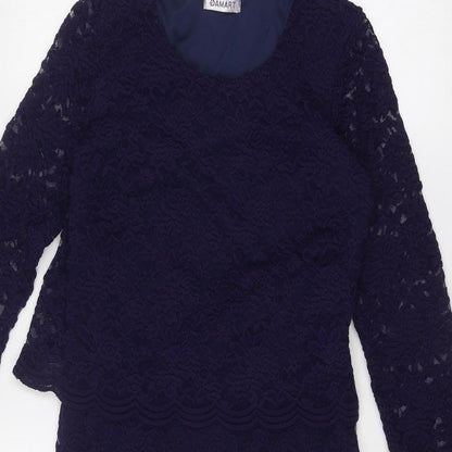 Damart Womens Blue Polyamide Sheath Size 10 Round Neck Pullover - Lace