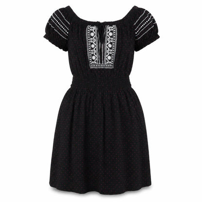 Topshop Womens Black Geometric Cotton Fit & Flare Size 10 Round Neck Pullover