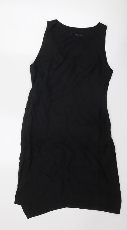 French Connection Womens Black Cupro Shift Size 12 Round Neck Zip