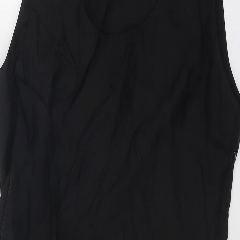 French Connection Womens Black Cupro Shift Size 12 Round Neck Zip