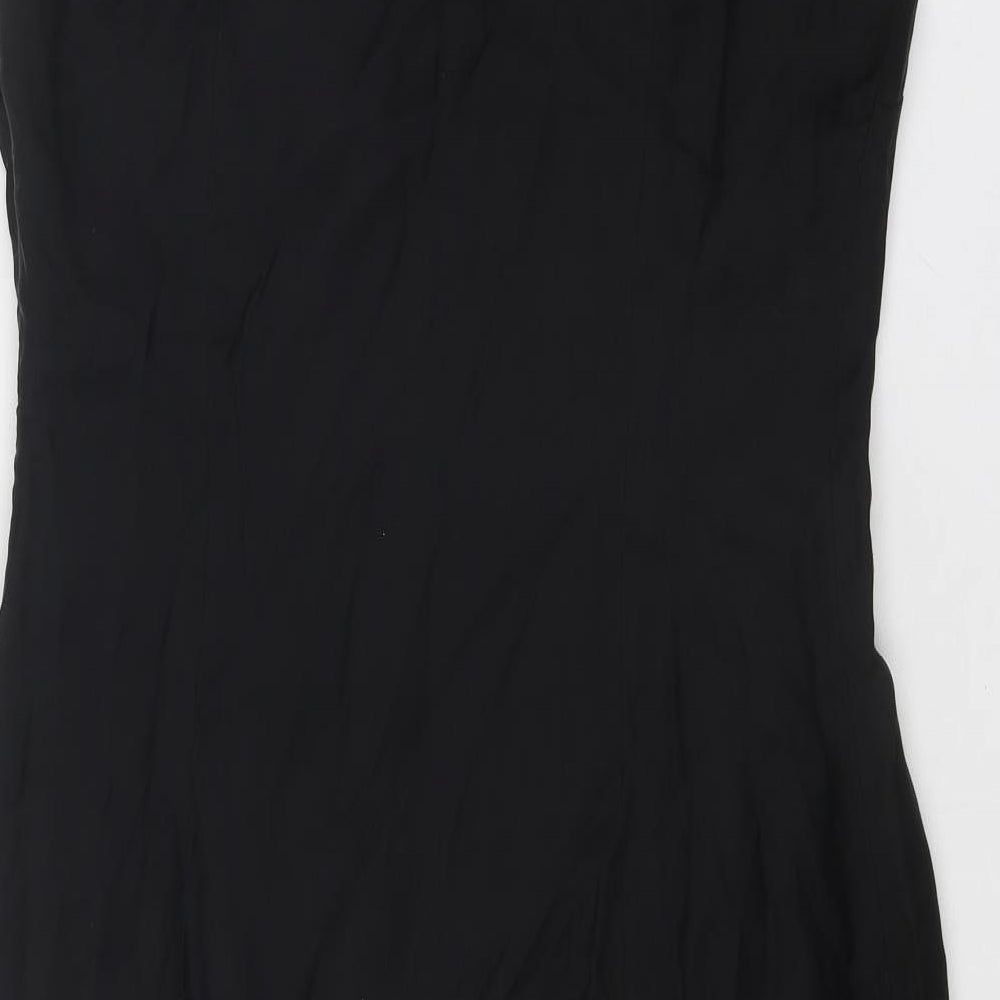 French Connection Womens Black Cupro Shift Size 12 Round Neck Zip