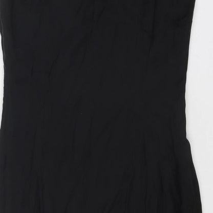 French Connection Womens Black Cupro Shift Size 12 Round Neck Zip