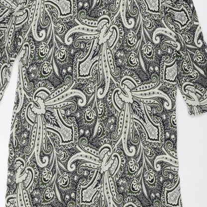 Topshop Womens Multicoloured Geometric Viscose Ball Gown Size 12 Round Neck Zip