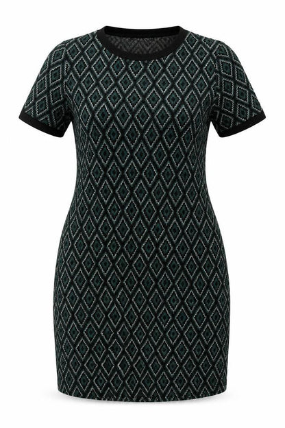 Select Womens Green Geometric Polyester A-Line Size 14 Round Neck Pullover