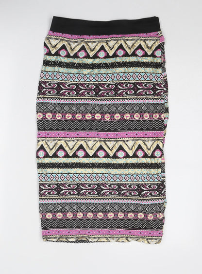 Cameo Rose Womens Multicoloured Geometric Viscose A-Line Skirt Size 26 in