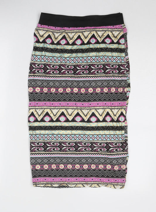 Cameo Rose Womens Multicoloured Geometric Viscose A-Line Skirt Size 26 in