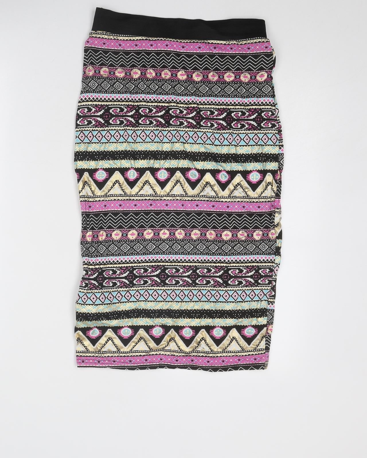 Cameo Rose Womens Multicoloured Geometric Viscose A-Line Skirt Size 26 in