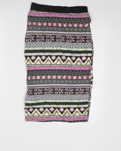 Cameo Rose Womens Multicoloured Geometric Viscose A-Line Skirt Size 26 in