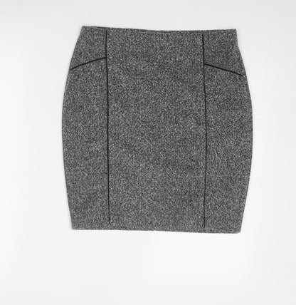 Marks and Spencer Womens Grey Polyester A-Line Skirt Size 10
