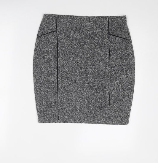 Marks and Spencer Womens Grey Polyester A-Line Skirt Size 10