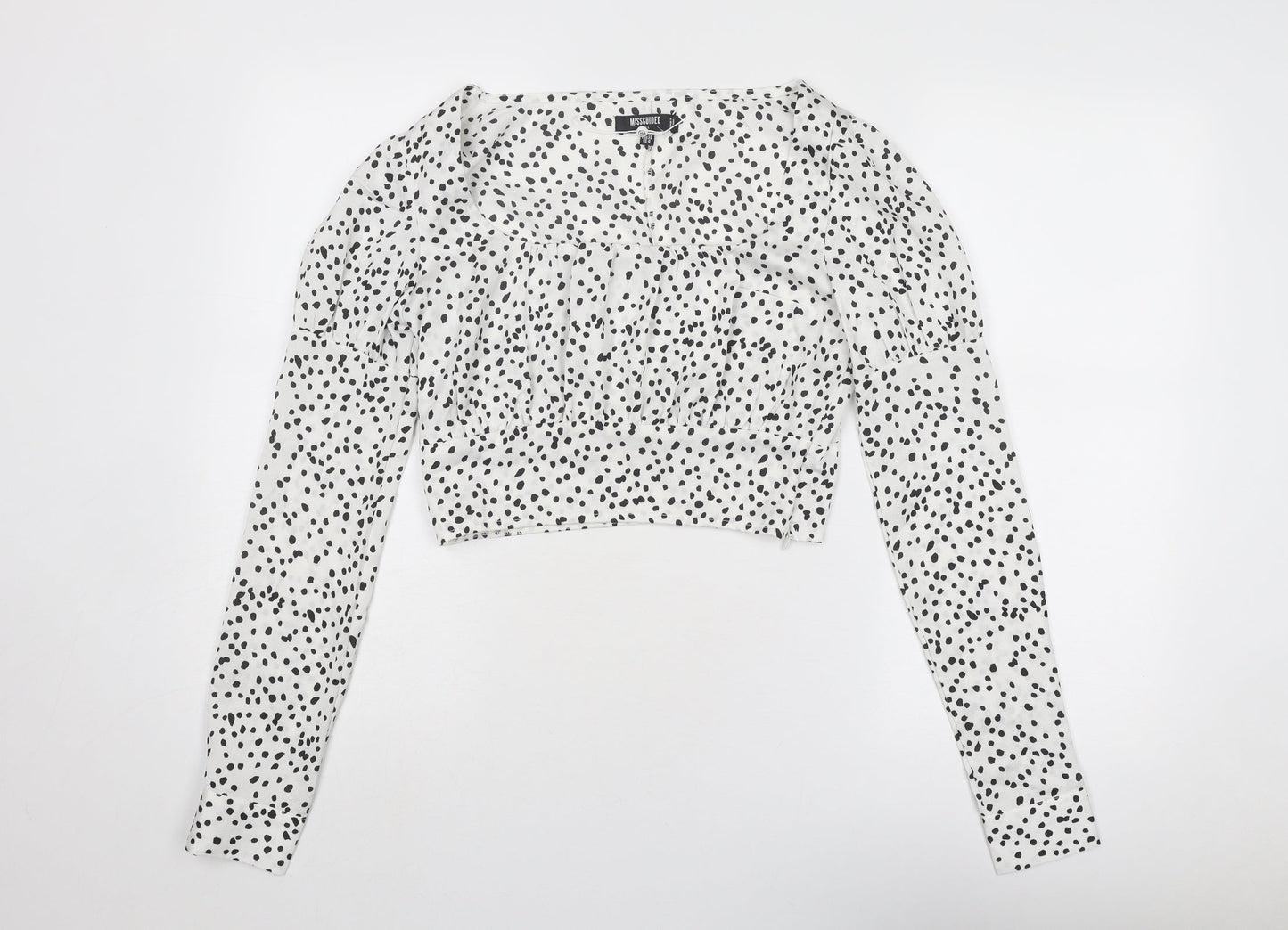 Womens UK Size 8 Missguided White Cropped Blouse