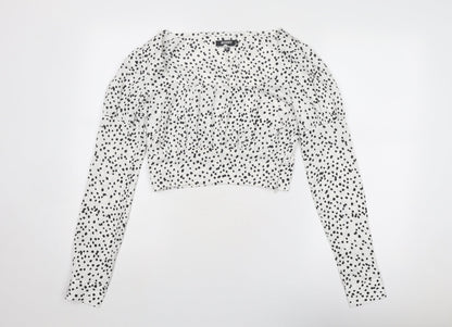 Womens UK Size 8 Missguided White Cropped Blouse
