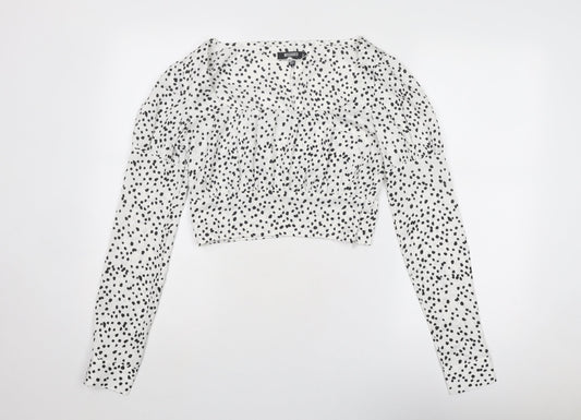 Womens UK Size 8 Missguided White Cropped Blouse