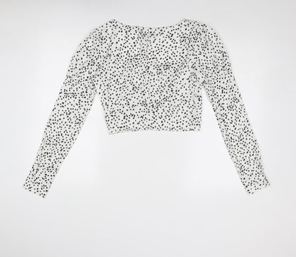 Womens UK Size 8 Missguided White Cropped Blouse