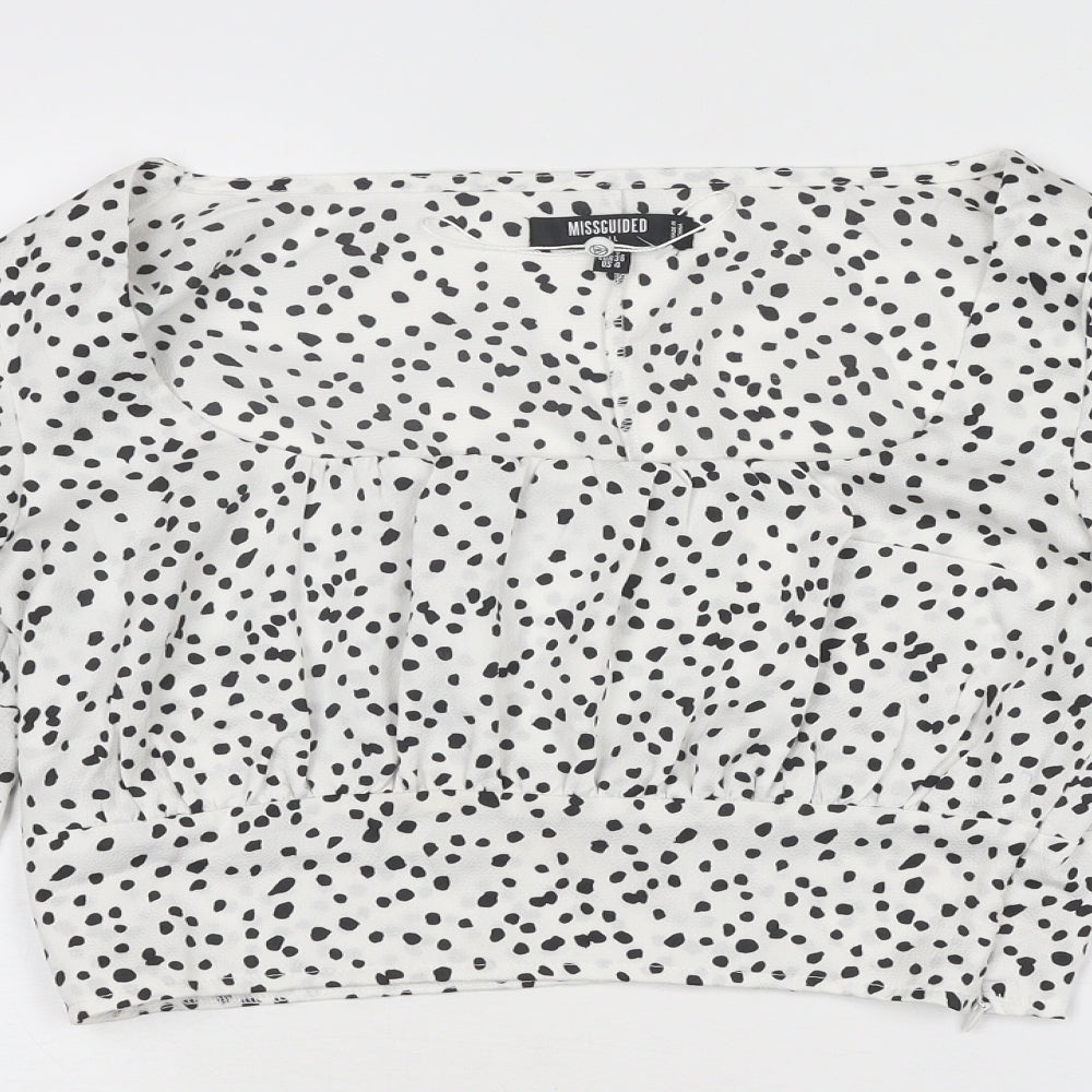 Womens UK Size 8 Missguided White Cropped Blouse