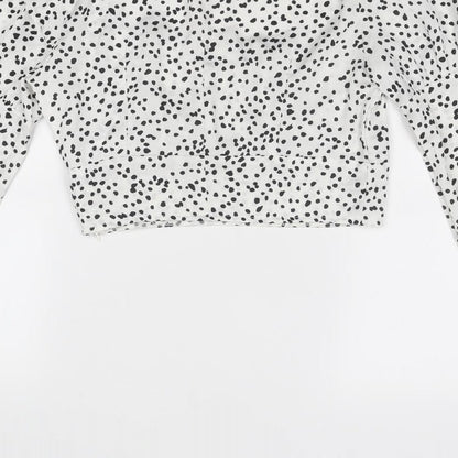 Womens UK Size 8 Missguided White Cropped Blouse