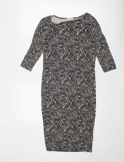 River Island Womens Black Geometric Viscose A-Line Size 8 Round Neck Pullover