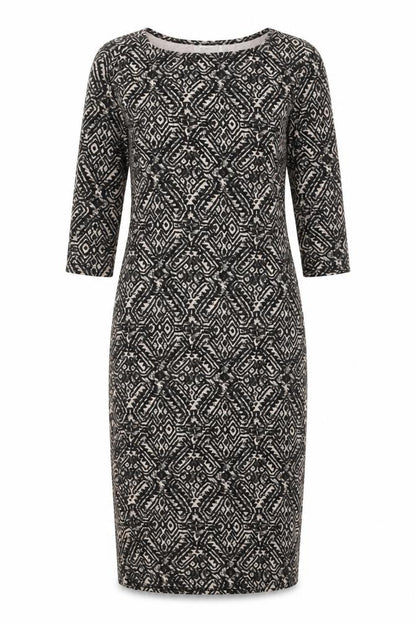 River Island Womens Black Geometric Viscose A-Line Size 8 Round Neck Pullover