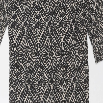 River Island Womens Black Geometric Viscose A-Line Size 8 Round Neck Pullover