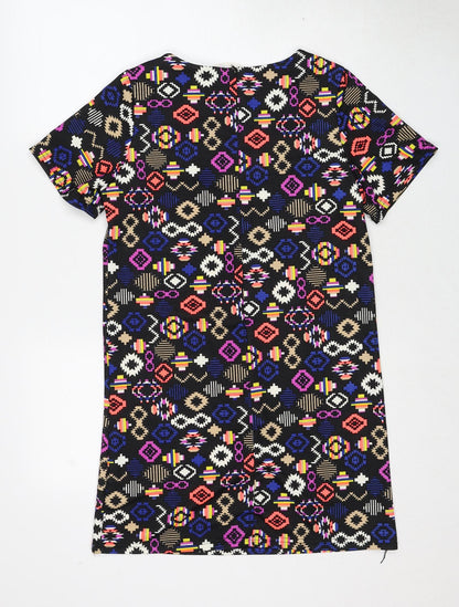 Dolls Womens Multicoloured Geometric Polyester Shift Size M Round Neck Zip - Size M-L