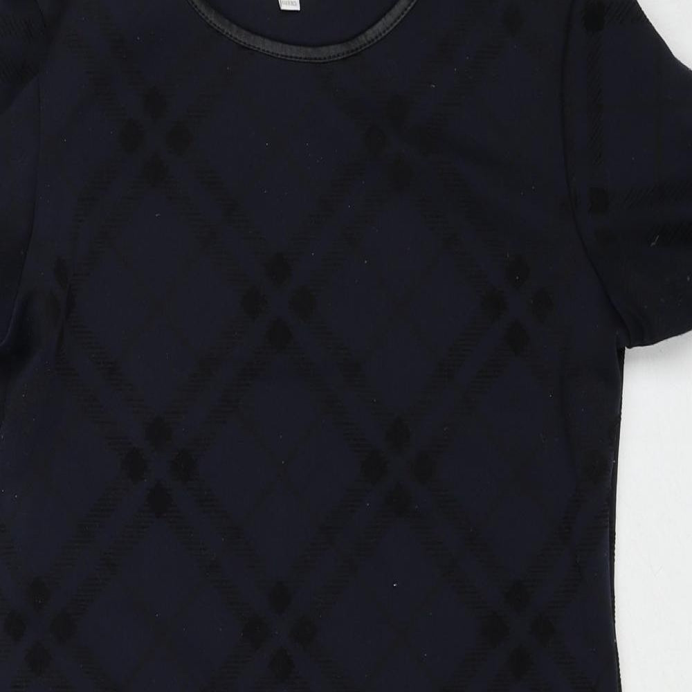 Apricot Womens Blue Plaid Polyester Shift Size 8 Boat Neck Pullover