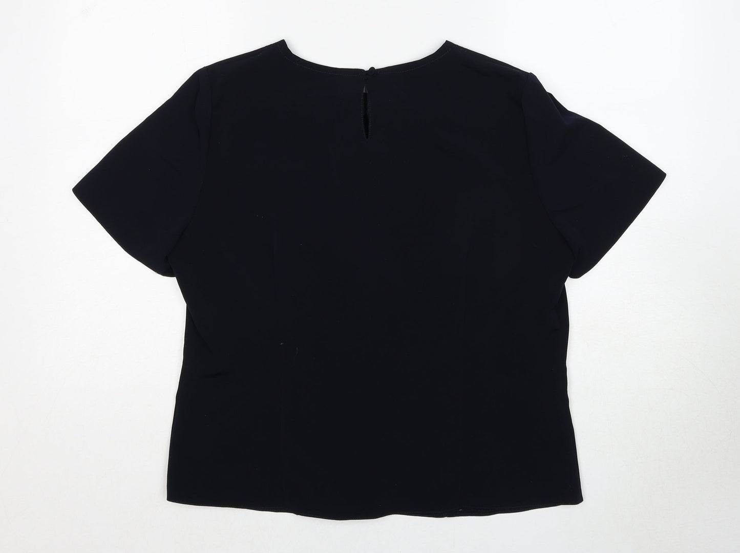 Classics First Avenue Womens Blue Polyester Basic Blouse Size 14 Boat Neck