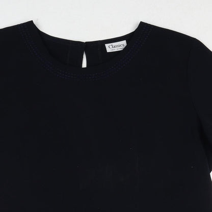Classics First Avenue Womens Blue Polyester Basic Blouse Size 14 Boat Neck