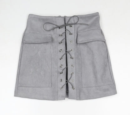 Vestidos Womens Grey Cotton Cargo Skirt Size S Zip