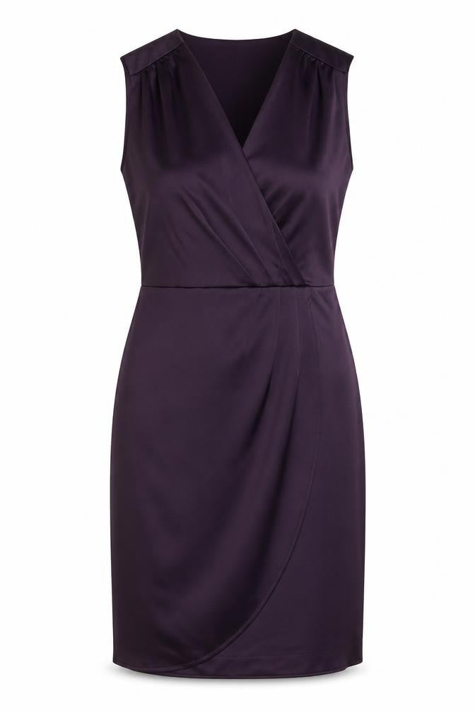 H&M Womens Purple Polyester Sheath Size 6 V-Neck Zip - Wrap Style
