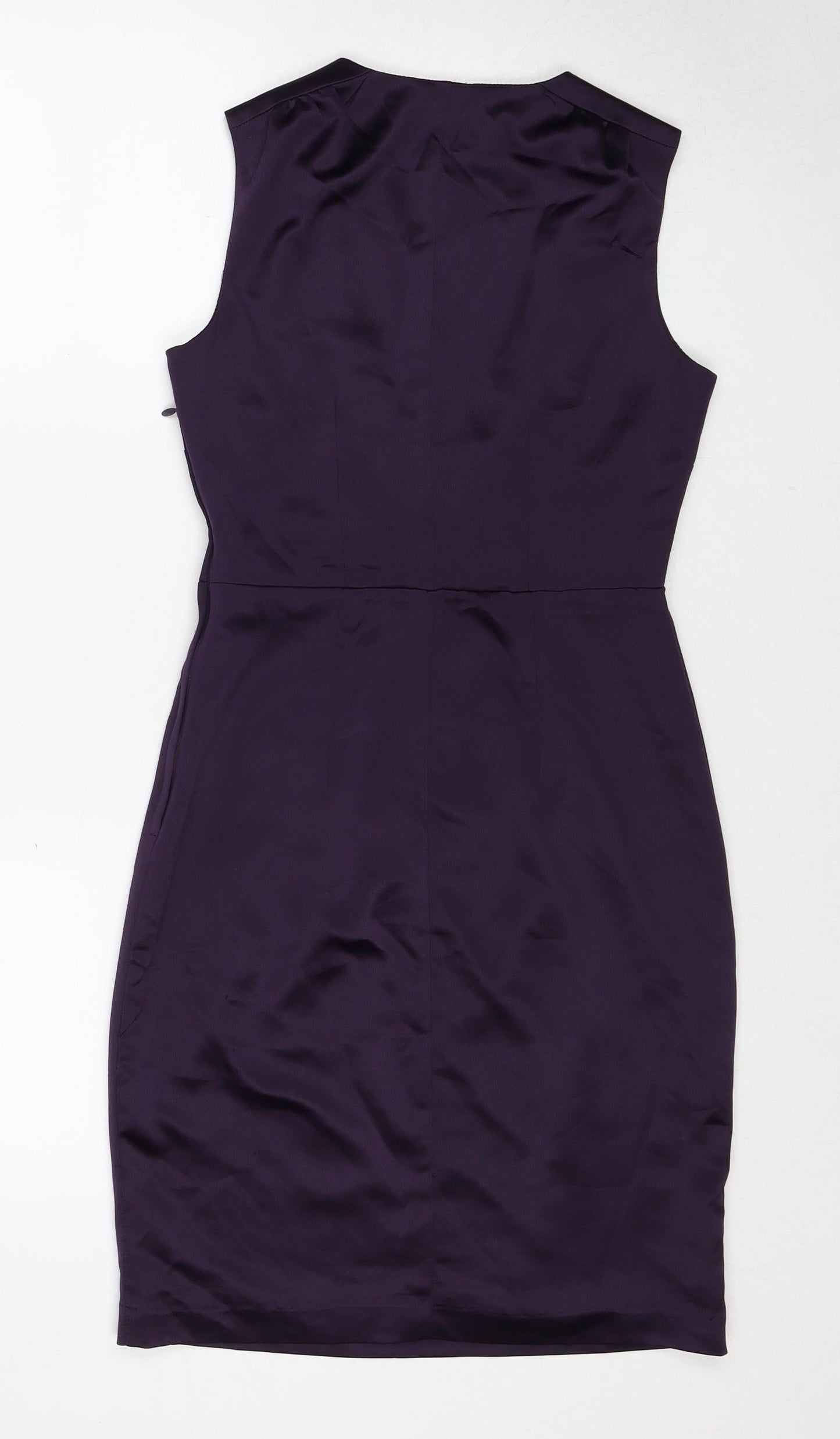 H&M Womens Purple Polyester Sheath Size 6 V-Neck Zip - Wrap Style