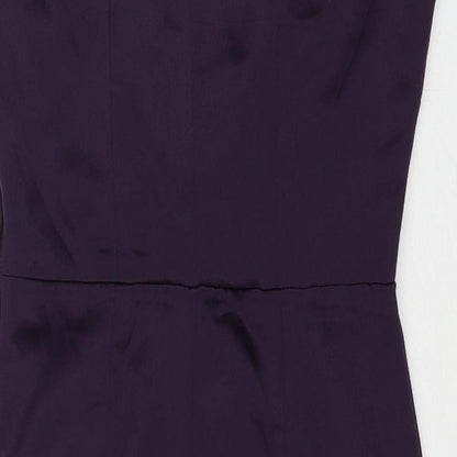 H&M Womens Purple Polyester Sheath Size 6 V-Neck Zip - Wrap Style