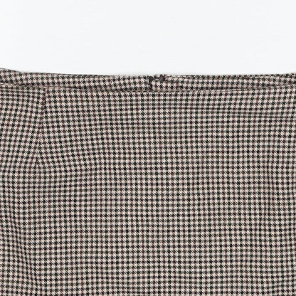 New Look Womens Beige Geometric Polyester A-Line Skirt Size 14 Zip - Houndstooth Pattern