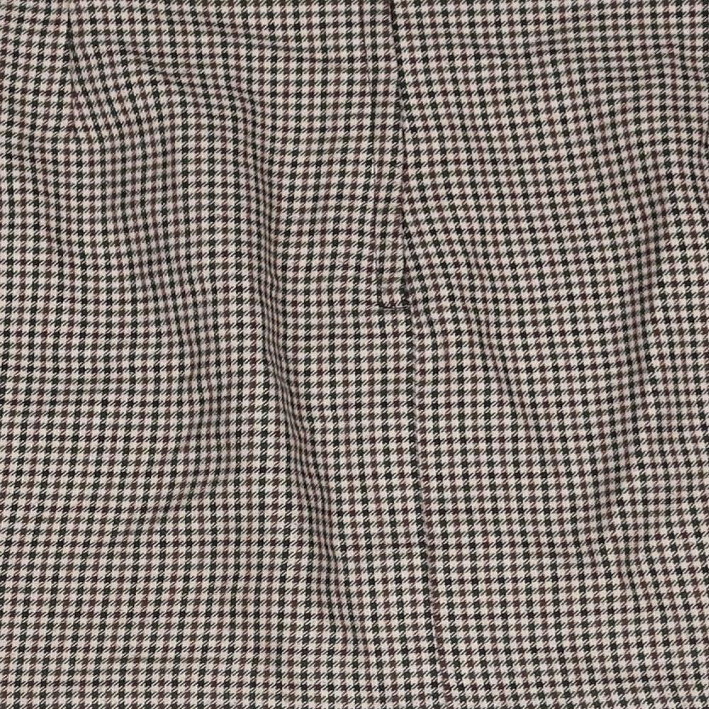 New Look Womens Beige Geometric Polyester A-Line Skirt Size 14 Zip - Houndstooth Pattern