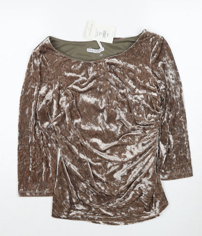 Womens UK Size 14 Gina Bacconi Brown Basic Blouse