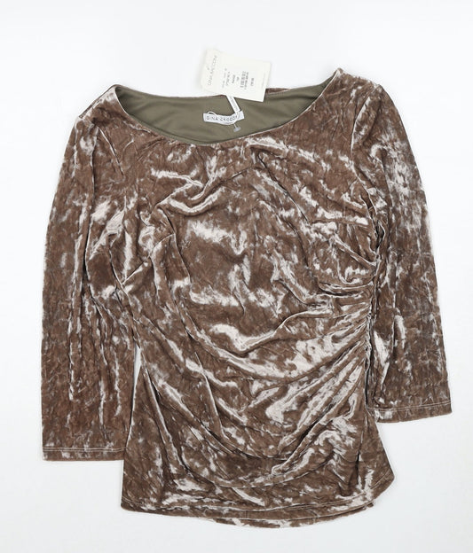 Womens UK Size 14 Gina Bacconi Brown Basic Blouse