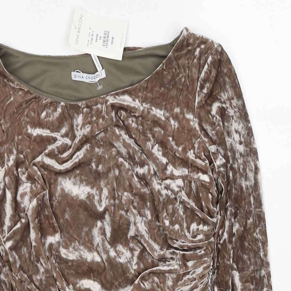 Womens UK Size 14 Gina Bacconi Brown Basic Blouse